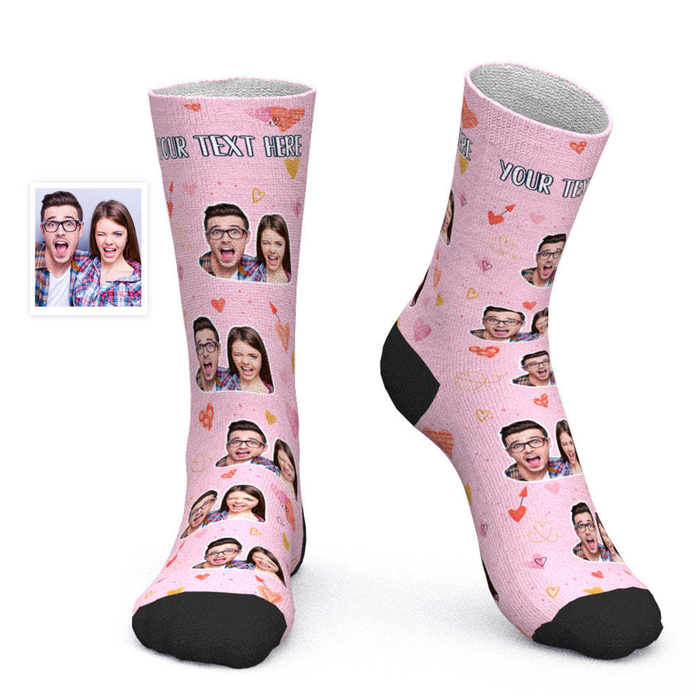 Chaussettes Photo De Couple Personnalisées, Cadeau Romantique Pour La Saint-valentin - Amour Coloré - mademinefr