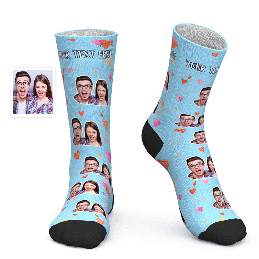 Chaussettes Photo De Couple Personnalisées, Cadeau Romantique Pour La Saint-valentin - Amour Coloré - mademinefr