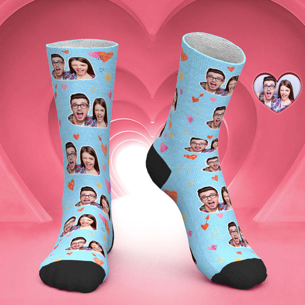 Chaussettes Photo De Couple Personnalisées, Cadeau Romantique Pour La Saint-valentin - Amour Coloré - mademinefr