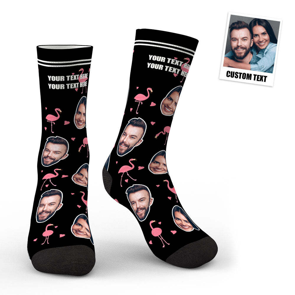 Aperçu 3d Personnalisé Cygne Flamant Rose Et Visage Sur Chaussettes - mademinefr