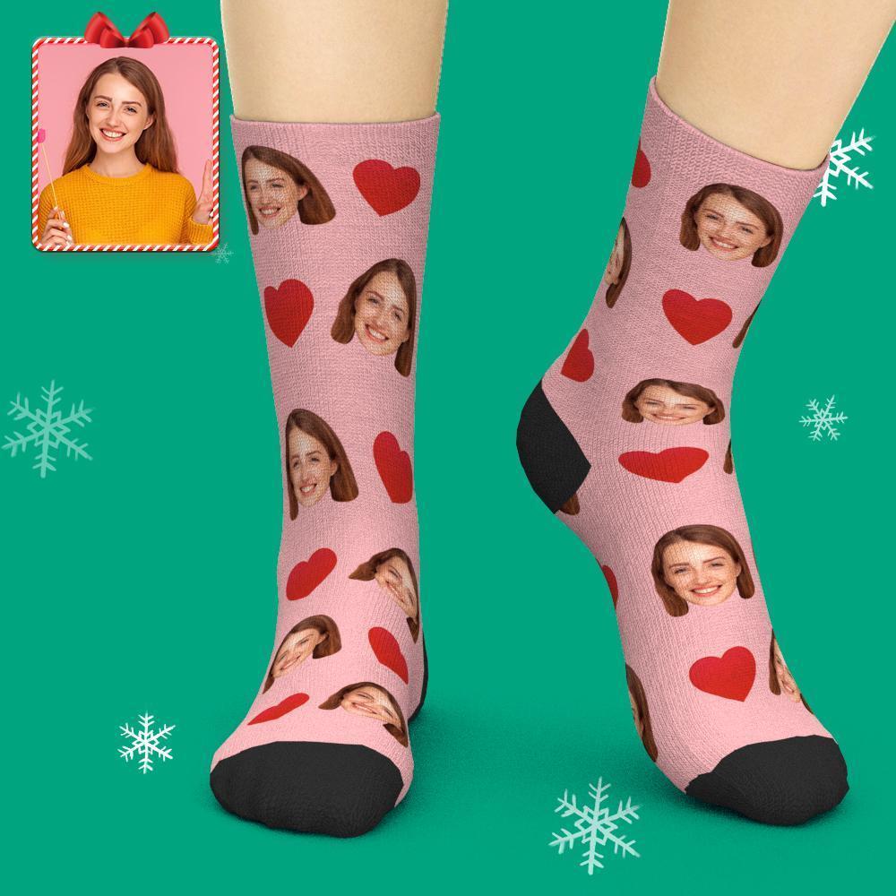 Aperçu 3d Chaussettes Personnalisées Pour Le Visage - Love Heart - mademinefr