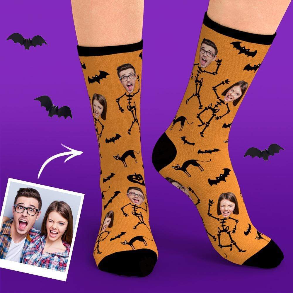 Chaussettes Photo Personnalisées Visage Drôle Visage Personnalisé Cadeaux D'halloween - mademinefr