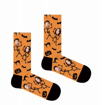 Chaussettes Photo Personnalisées Visage Drôle Visage Personnalisé Cadeaux D'halloween - mademinefr