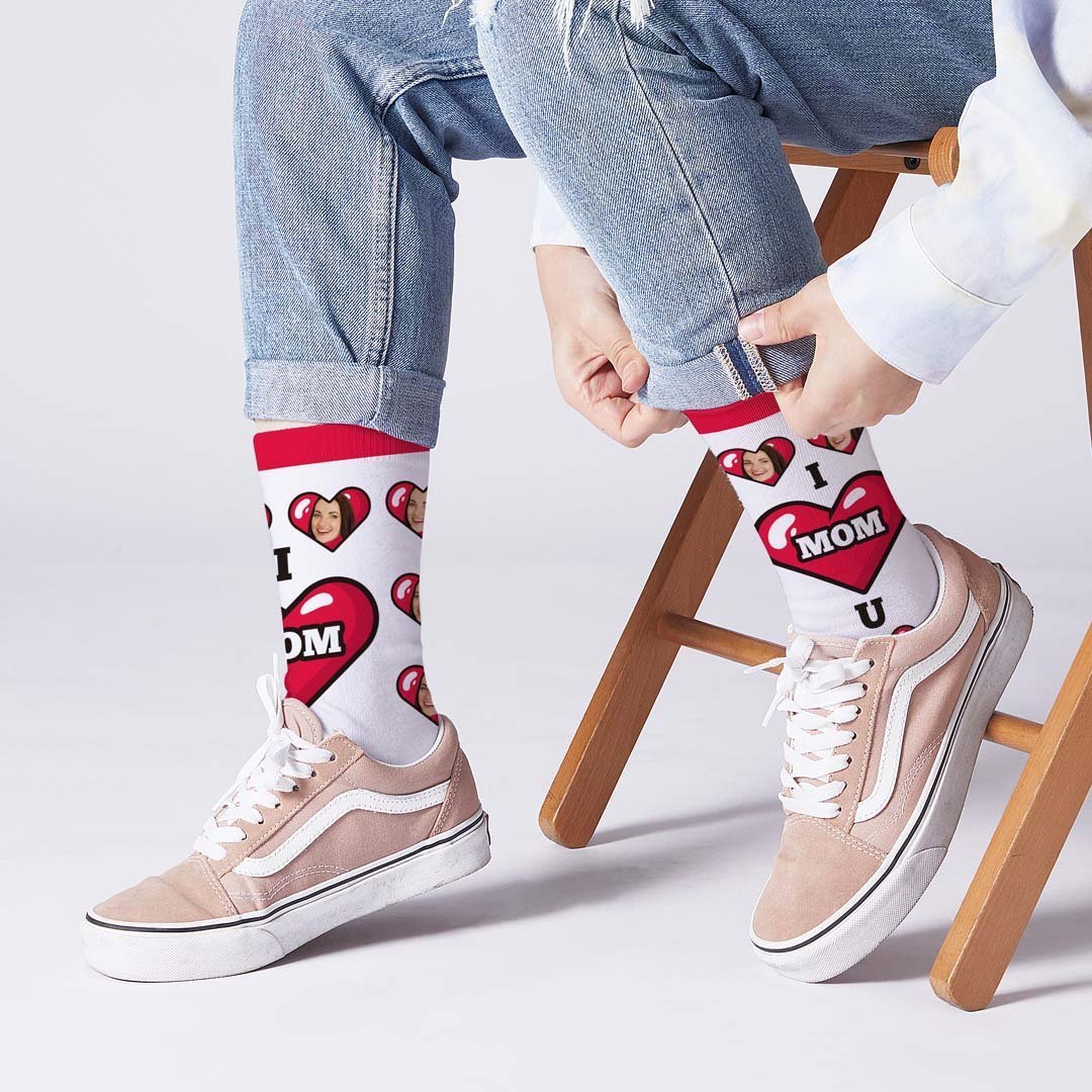 Cadeau De Fête Des Mères - Cadeau De Chaussettes Personnalisées I Love Mom - mademinefr