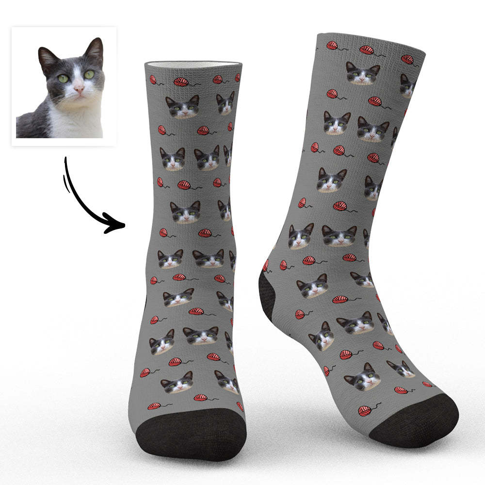 Chaussettes Personnalisées Avec Photo De Chat Uniques Pour Les Amoureux Des Animaux De Compagnie - Chats - mademinefr