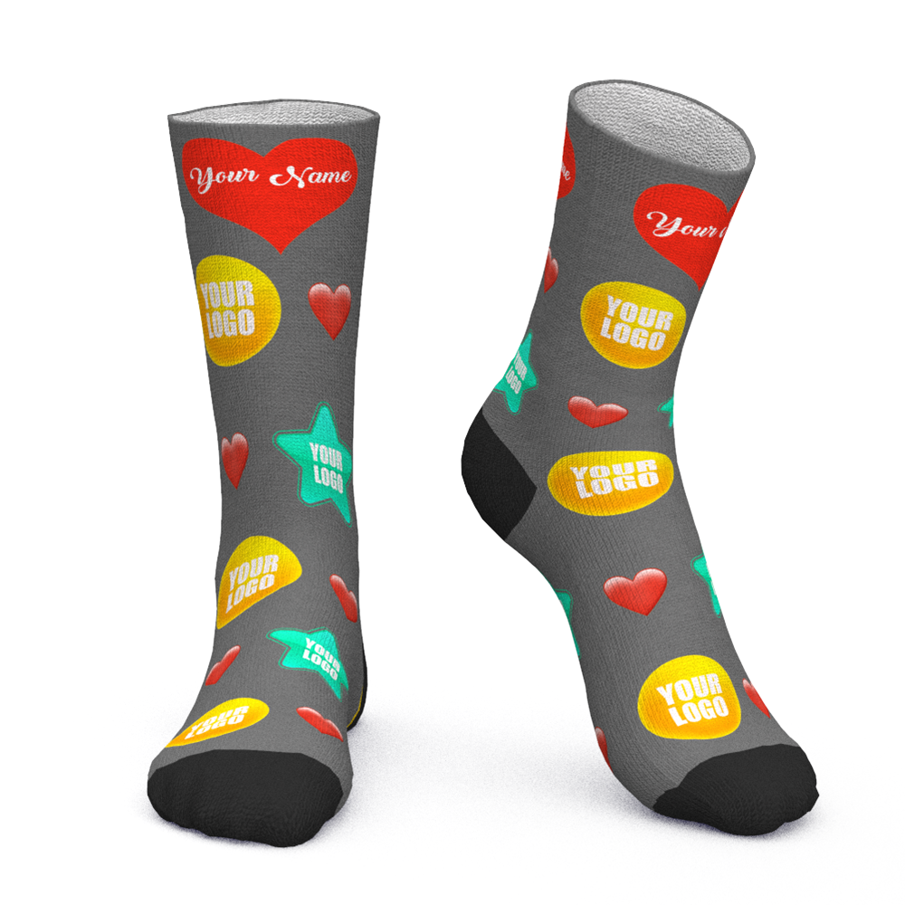 Chaussettes Avec Logo Personnalisé Ajouter Un Logo Et Un Nom Cadeaux D'entreprise Personnalisés - Coeur - mademinefr