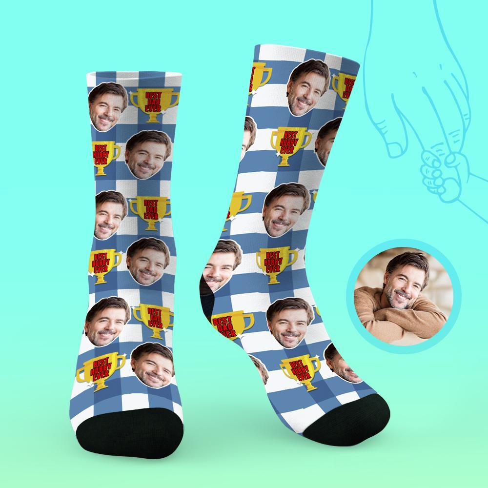 Chaussettes Visage Personnalisées Chaussettes Photo Personnalisées Meilleure Idée Cadeaux Père - Trophée Meilleur Papa - mademinefr