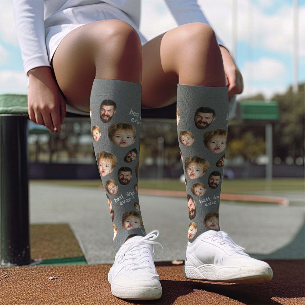 Mise À Niveau Pour La Fête Des Pères, Chaussettes De Compression Respirantes Et Personnalisées, Hauteur Des Genoux, Aperçu En Ligne, Ajouter Une Photo Et Un Nom, Love Dad - mademinefr