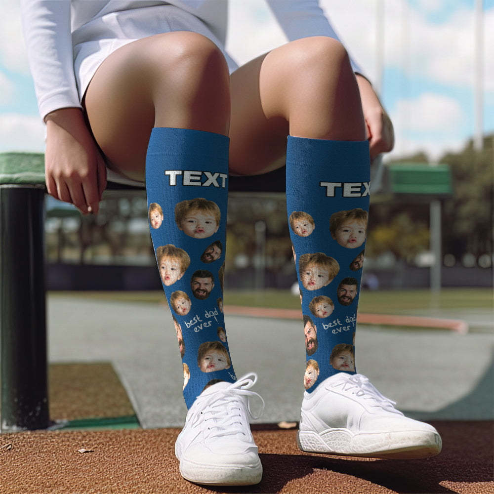 Mise À Niveau Pour La Fête Des Pères, Chaussettes De Compression Respirantes Et Personnalisées, Hauteur Des Genoux, Aperçu En Ligne, Ajouter Une Photo Et Un Nom, Love Dad - mademinefr
