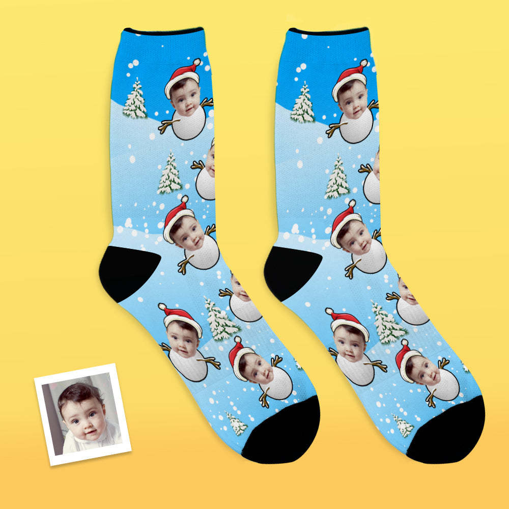 Chaussettes De Noël Personnalisées En Forme De Bonhomme De Neige Avec Texte - mademinefr