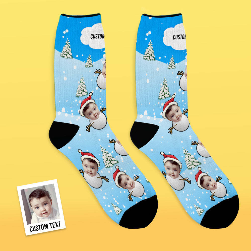 Chaussettes De Noël Personnalisées En Forme De Bonhomme De Neige Avec Texte - mademinefr