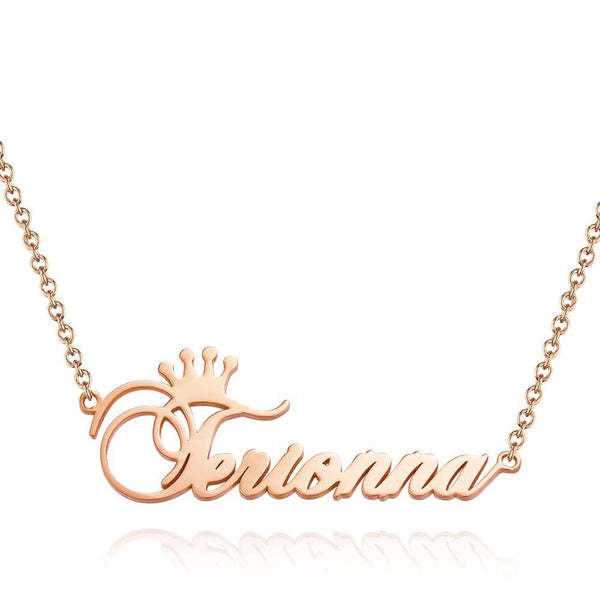 Collier De Nom Personnalisé, Collier De Nom De Couronne Personnalisé, Cadeau Pour Elle - mademinefr
