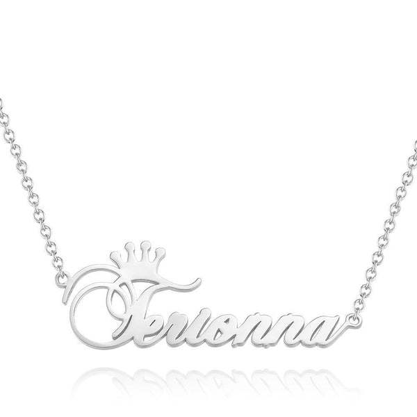 Collier De Nom Personnalisé, Collier De Nom De Couronne Personnalisé, Cadeau Pour Elle - mademinefr