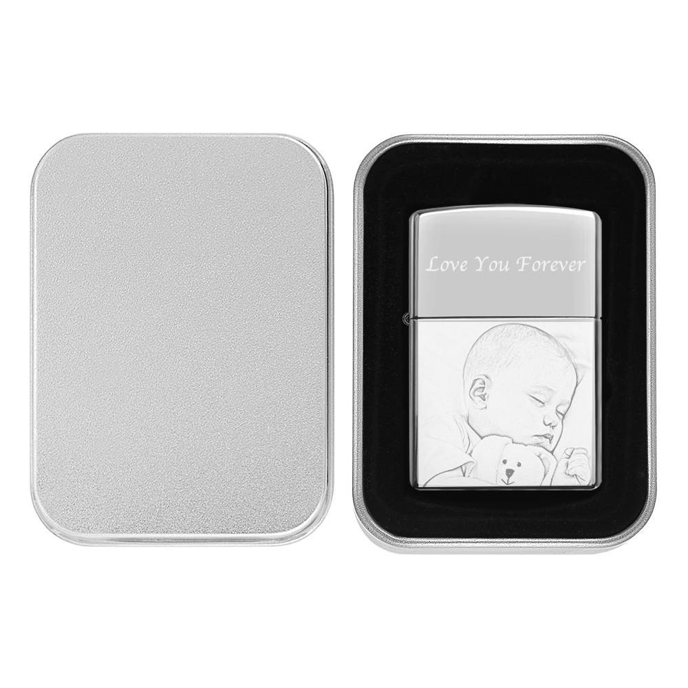 Briquet Photo Gravé Lovely Babies - Argent (pas De Kérosène Inclus) - mademinefr