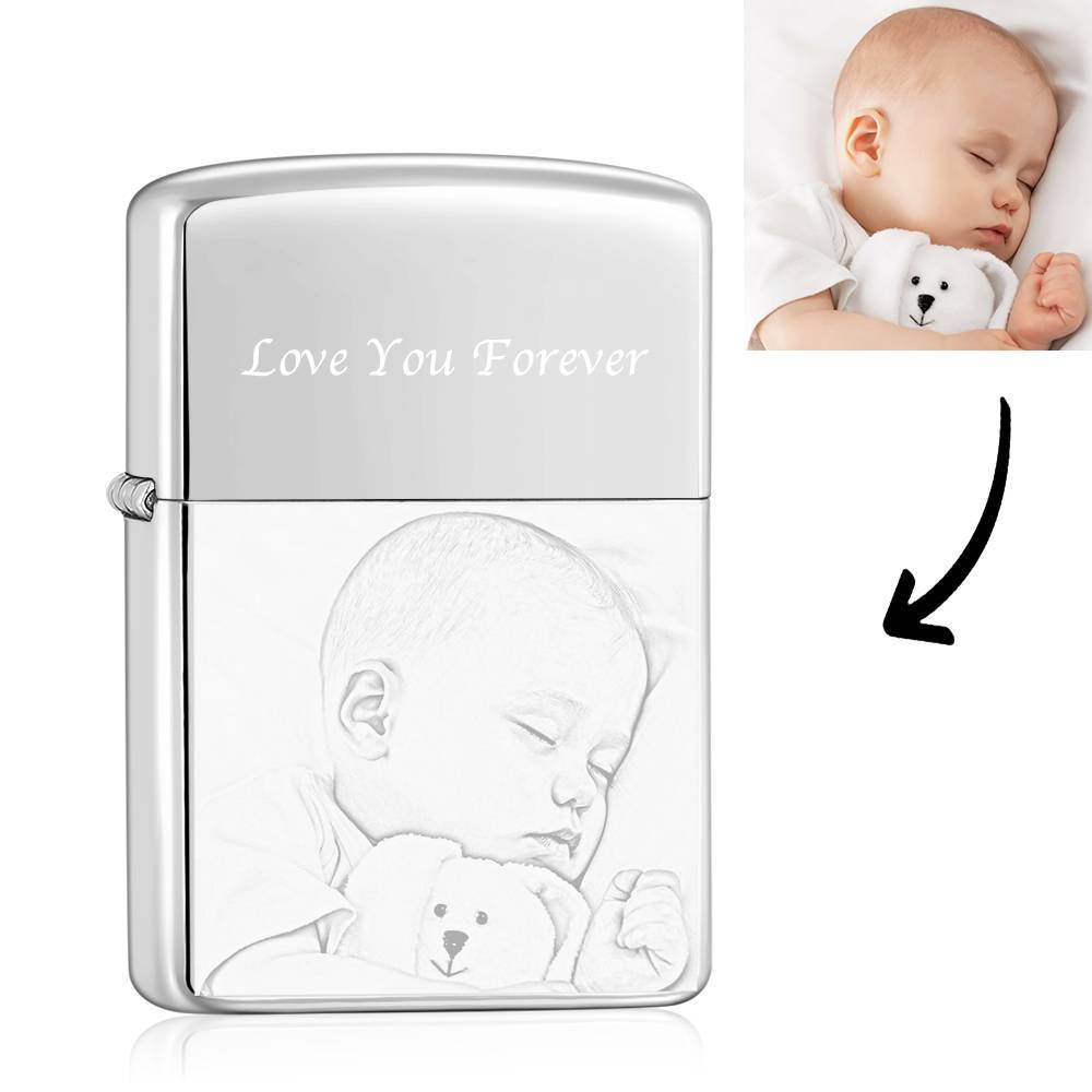 Briquet Photo Gravé Lovely Babies - Argent (pas De Kérosène Inclus) - mademinefr