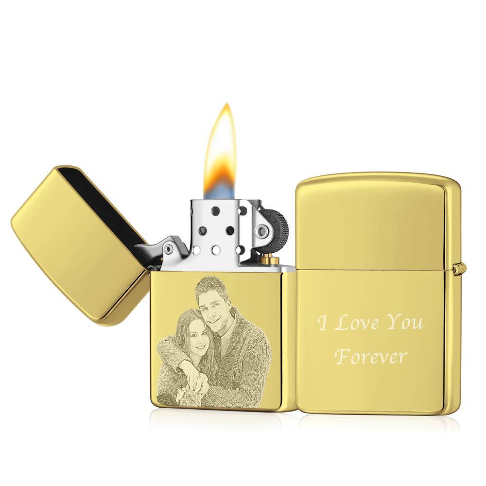 Photo Gravée Briquet Sweet Couple's Gift - Doré (pas De Kérosène Inclus) - mademinefr
