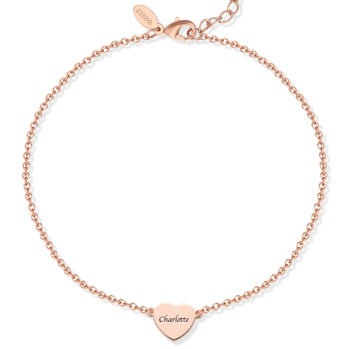 Bracelet De Cheville Coeur Gravé Personnalisé Or Rose - mademinefr