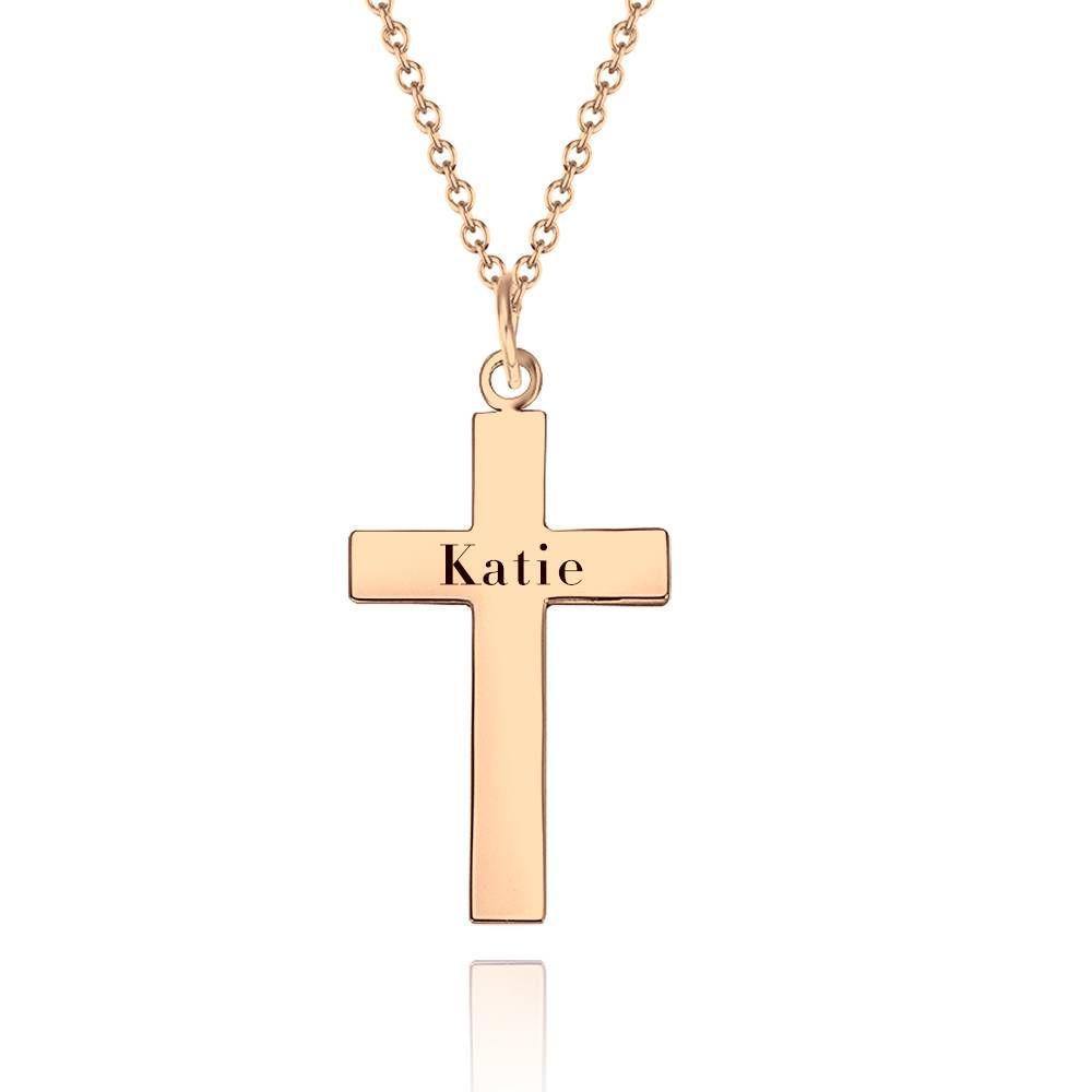 Collier Gravé Collier Croix Plaqué Or Rose - Argent - mademinefr