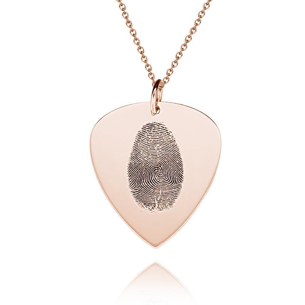 Collier Avec Empreintes Digitales Réelles, Médiator De Guitare, Cadeau Commémoratif Pour Lui, Plaqué Or Rose - mademinefr