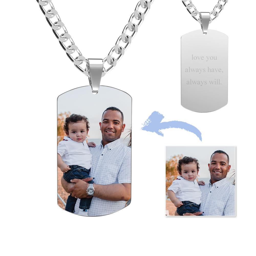 Pendentif Photo En Acier Inoxydable Pour Homme Avec Plaque D'identité Pour Père - mademinefr