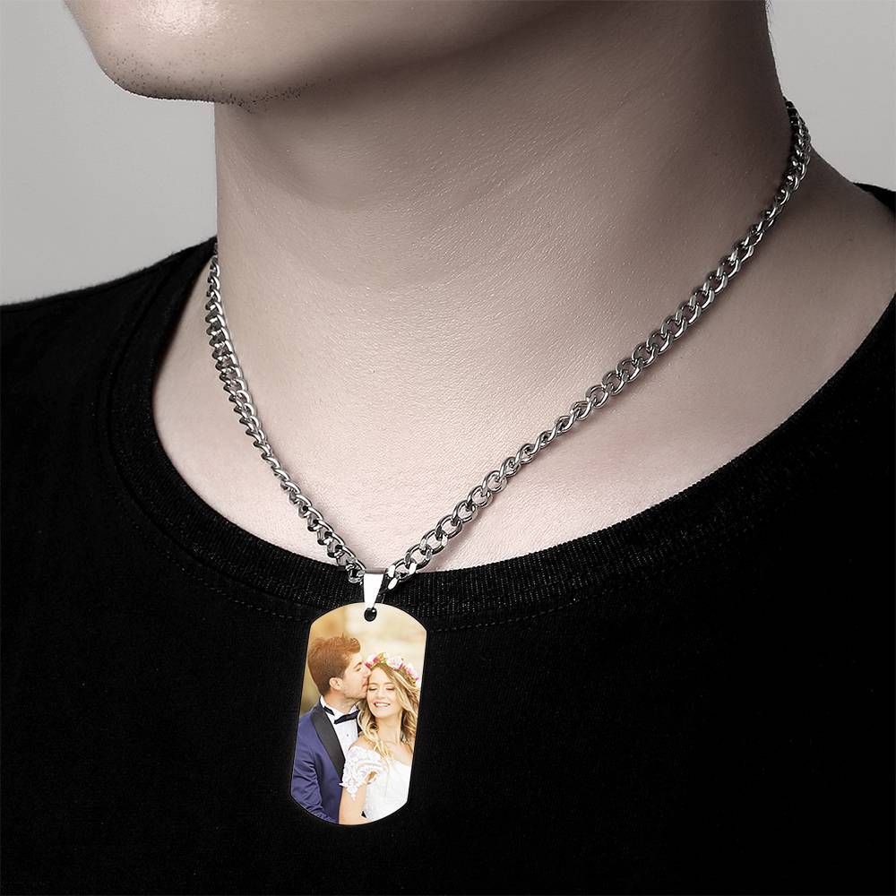 Pendentif Photo En Acier Inoxydable Pour Homme Avec Plaque D'identité Pour Père - mademinefr