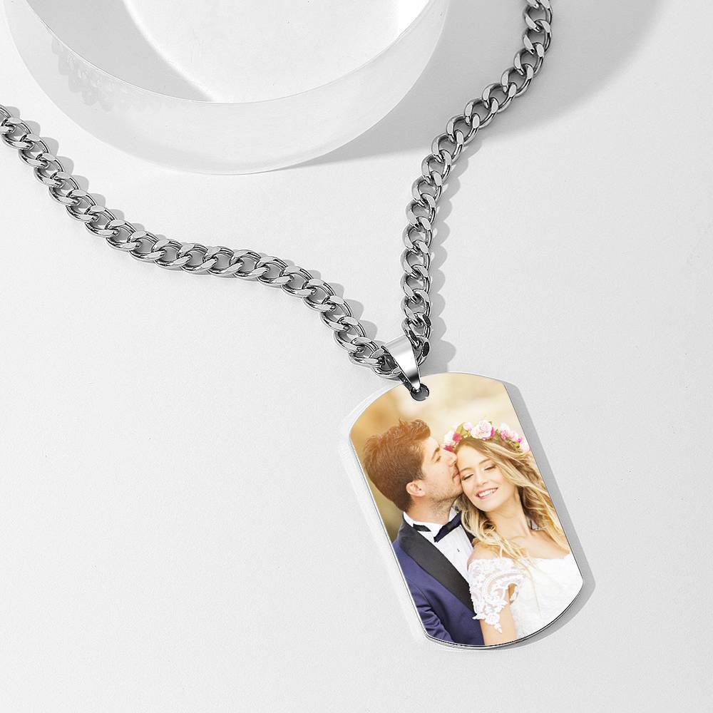 Pendentif Photo En Acier Inoxydable Pour Homme Avec Plaque D'identité Pour Père - mademinefr