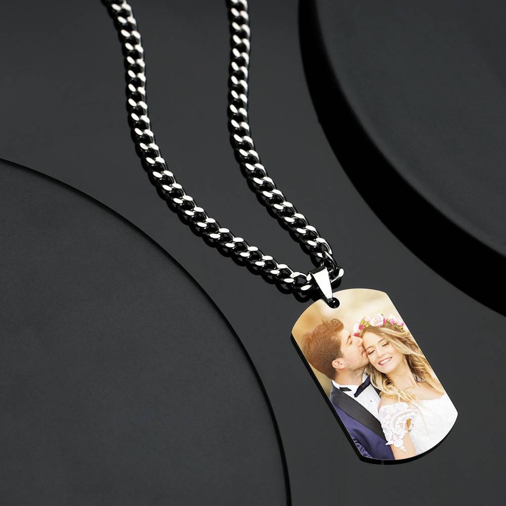 Pendentif Photo En Acier Inoxydable Pour Homme Avec Plaque D'identité Pour Père - mademinefr