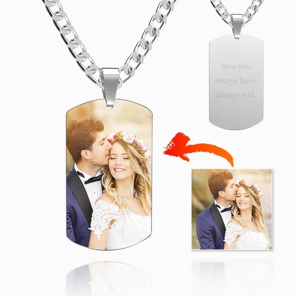 Pendentif Photo En Acier Inoxydable Pour Homme Avec Plaque D'identité Pour Père - mademinefr