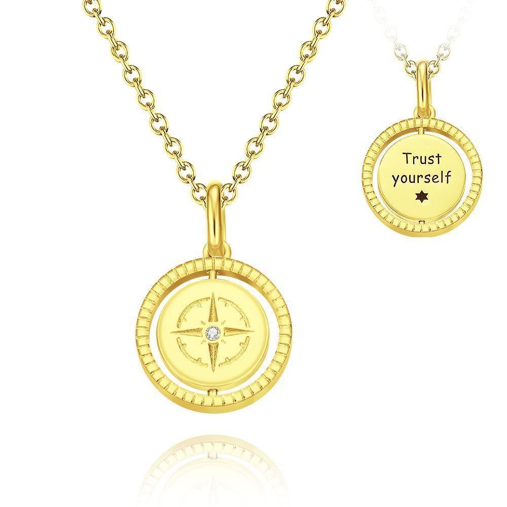 Collier Gravé Guide Pièce De Monnaie Collier Cadeau Pour Elle Argent Plaqué Or Rose - mademinefr