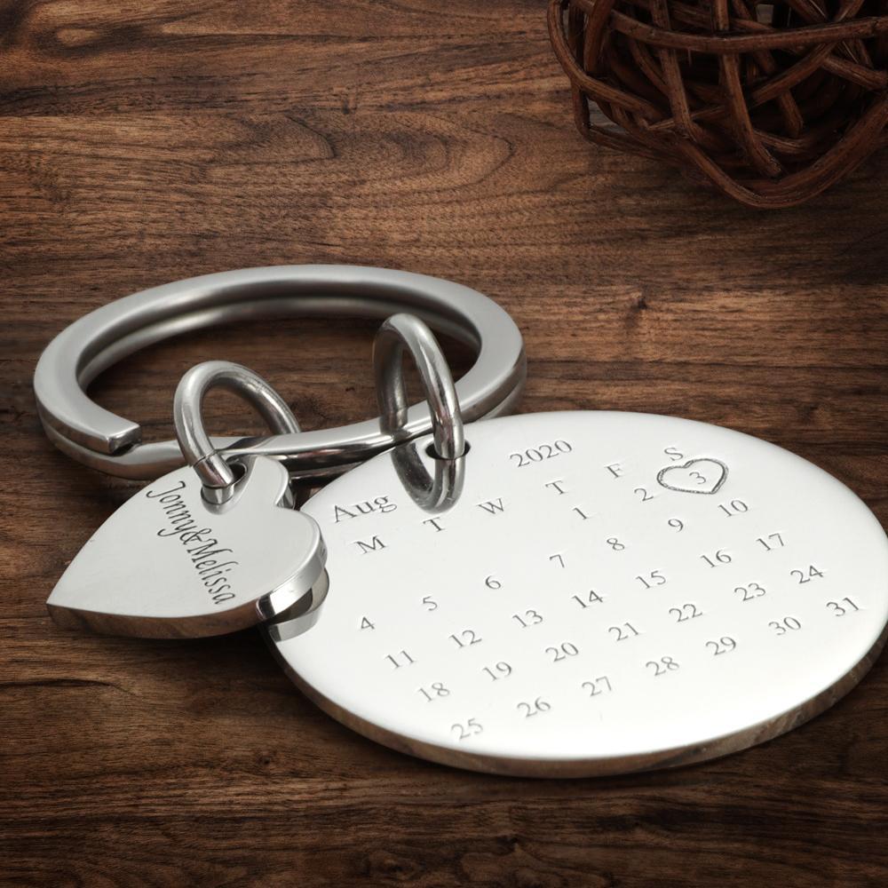 Porte-clés De Calendrier Personnalisé, Marqueur De Date Importante, Cadeau Pour Les Couples - mademinefr
