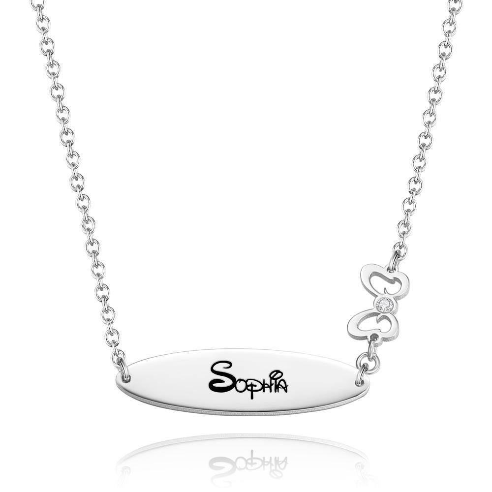 Collier Gravé Avec Petit Nœud Cadeau Commémoratif Pour Fille En Argent - mademinefr