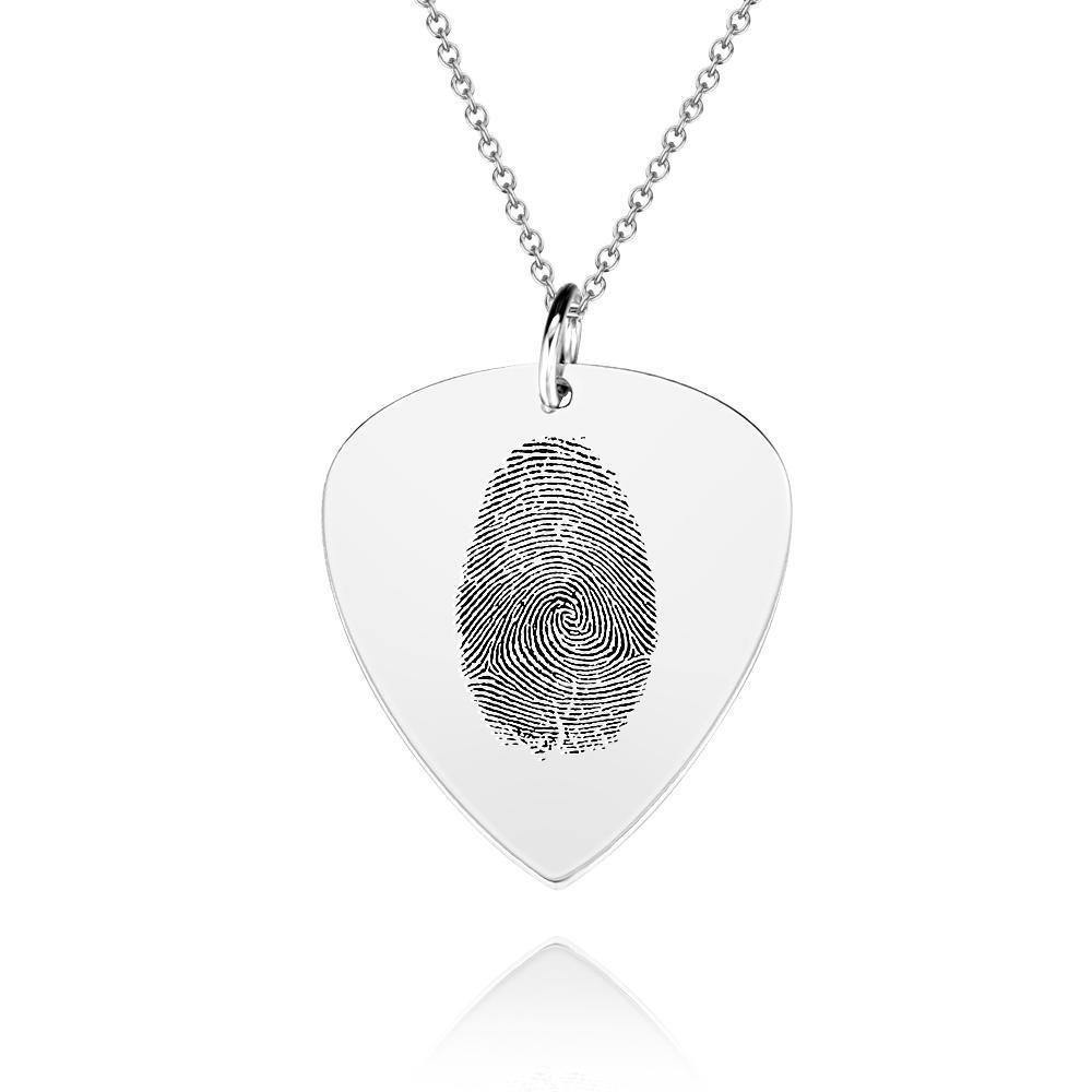 Collier Avec Empreintes Digitales Réelles, Médiator De Guitare, Cadeau Commémoratif Pour Lui, Plaqué Or Rose - mademinefr