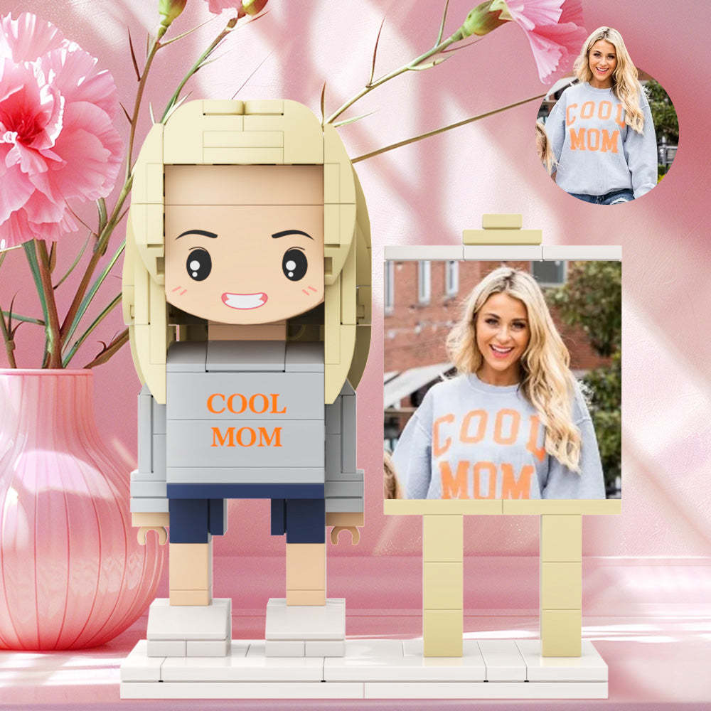 Cadeau Pour Maman Figurines En Brique Personnalisées Figurines En Brique Photo Avec Cadre Corps Complet Personnalisé 1 Personne Figurines En Brique À Visage Rond - mademinefr