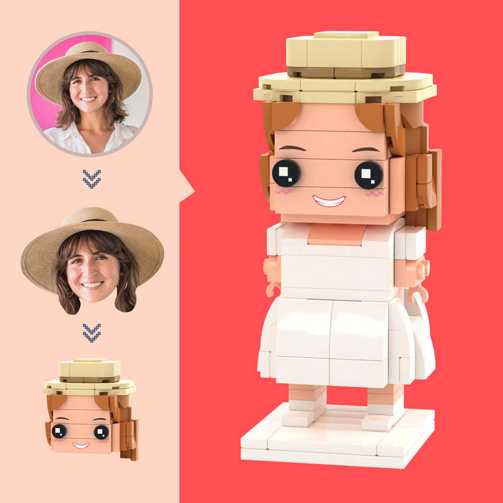 Figurines Jupe Blanche À Tête Personnalisée, Jouet En Bloc De Petites Particules, Cadeaux D'art En Brique Personnalisables - mademinefr