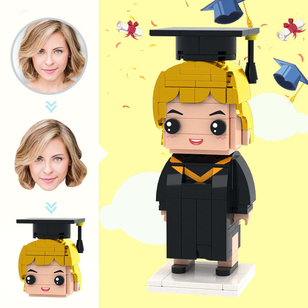 Cadeaux De Remise Des Diplômes, Figurines De Briques De Tête Personnalisées, Uniforme De Baccalauréat En Ingénierie, Figurines De Briques, Jouet De Bloc De Petites Particules - mademinefr