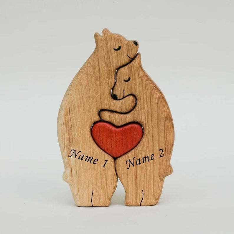 Cadeaux Pour Maman Ours En Bois Famille Noms Personnalisés Puzzle Décor À La Maison Cadeaux Cadeau De Fête Des Mères - mademinefr