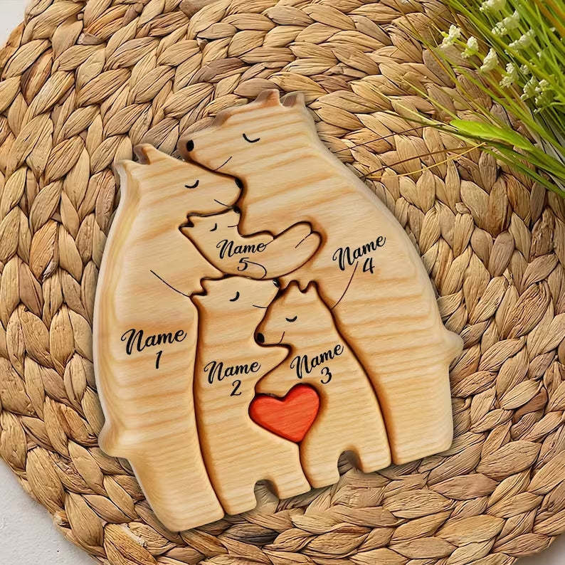 Cadeaux Pour Maman Ours En Bois Famille Noms Personnalisés Puzzle Décor À La Maison Cadeaux Cadeau De Fête Des Mères - mademinefr