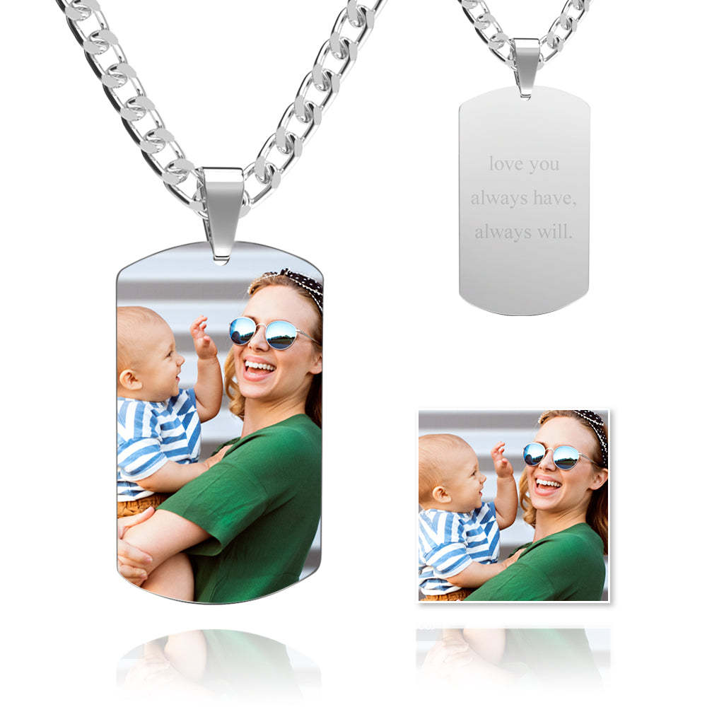 Pendentif Photo En Acier Inoxydable Pour Homme Avec Plaque D'identité Pour Père - mademinefr