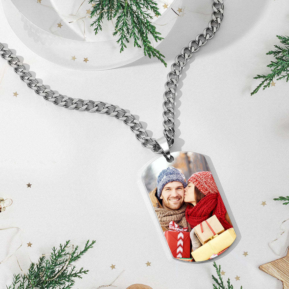 Pendentif Photo En Acier Inoxydable Pour Homme Avec Plaque D'identité Pour Père - mademinefr