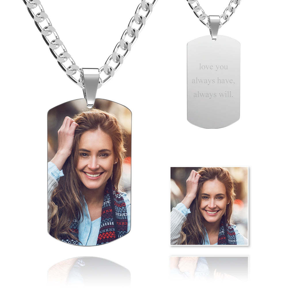 Pendentif Photo En Acier Inoxydable Pour Homme Avec Plaque D'identité Pour Père - mademinefr
