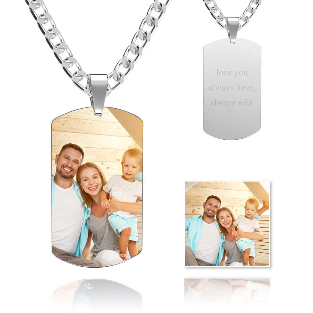 Pendentif Photo En Acier Inoxydable Pour Homme Avec Plaque D'identité Pour Père - mademinefr