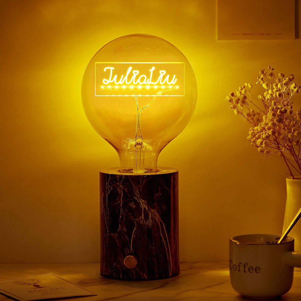 Lampe Led Vintage Edison Personnalisée En Acrylique, Ampoules Douces - mademinefr