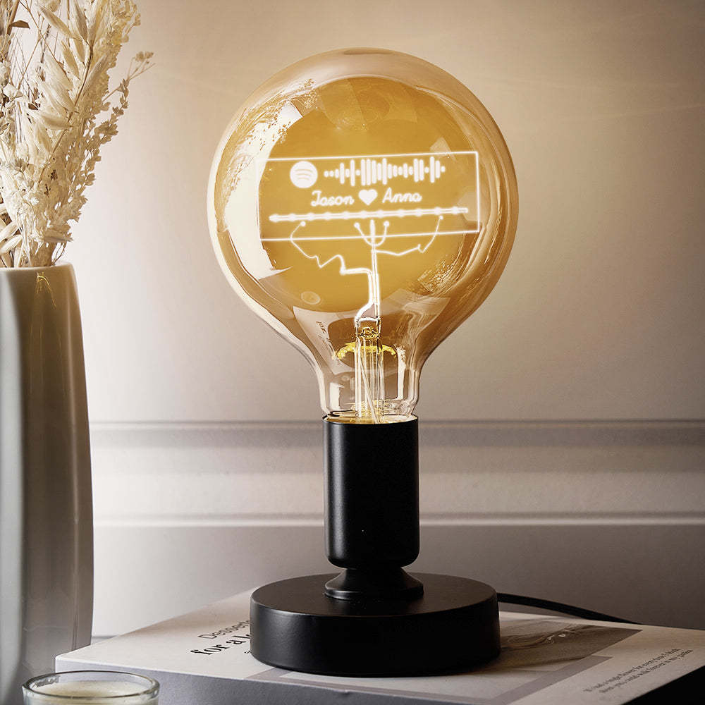 Code De Musique Spotify Personnalisé Led Vintage Edison Personnalisé Acrylique Nom Lampe Ampoules Douces - mademinefr