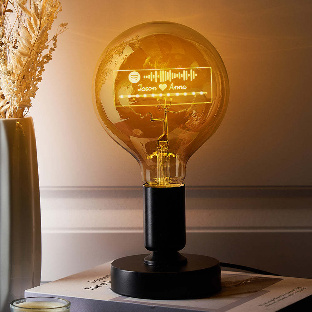 Code De Musique Spotify Personnalisé Led Vintage Edison Personnalisé Acrylique Nom Lampe Ampoules Douces - mademinefr