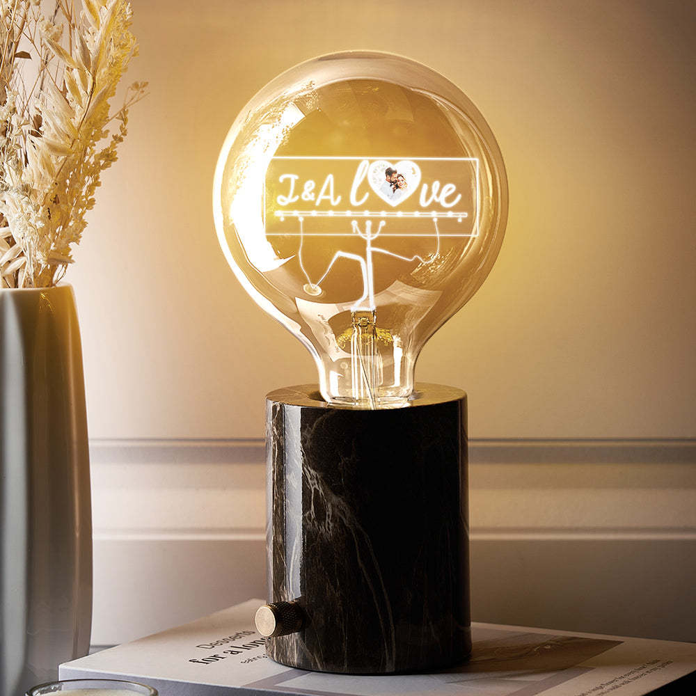 Photo Personnalisée Led Vintage Edison Personnalisé Acrylique Nom Lampe Ampoules Douces - mademinefr