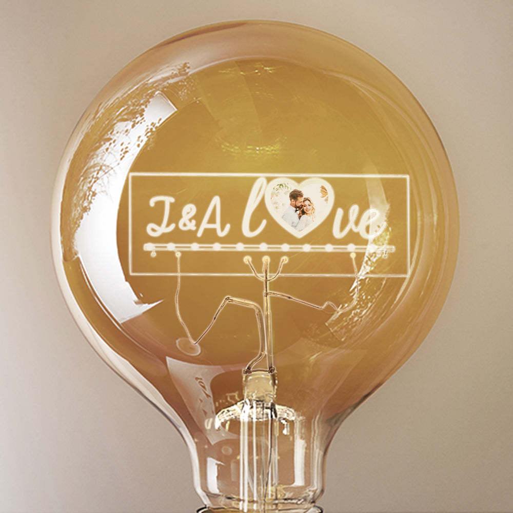 Photo Personnalisée Led Vintage Edison Personnalisé Acrylique Nom Lampe Ampoules Douces - mademinefr