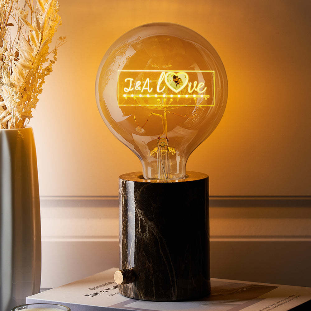 Photo Personnalisée Led Vintage Edison Personnalisé Acrylique Nom Lampe Ampoules Douces - mademinefr