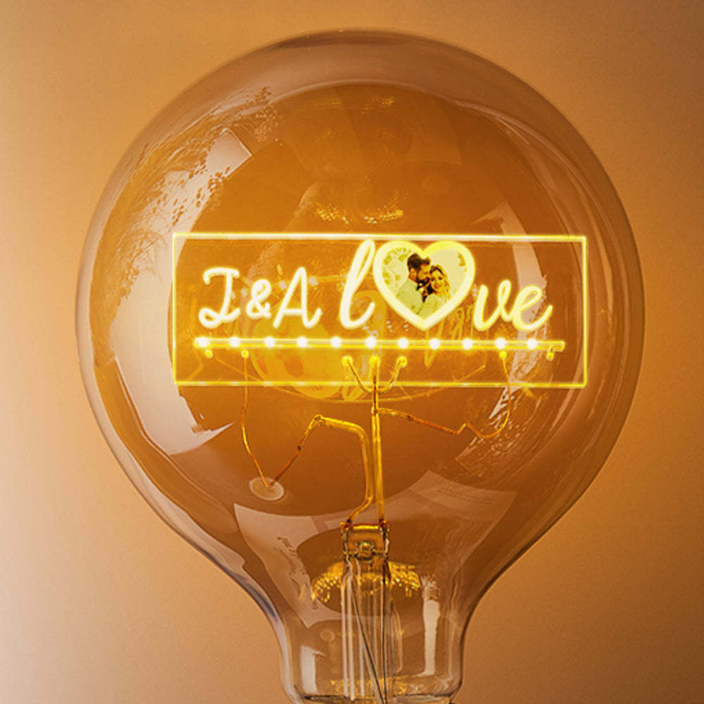 Photo Personnalisée Led Vintage Edison Personnalisé Acrylique Nom Lampe Ampoules Douces - mademinefr