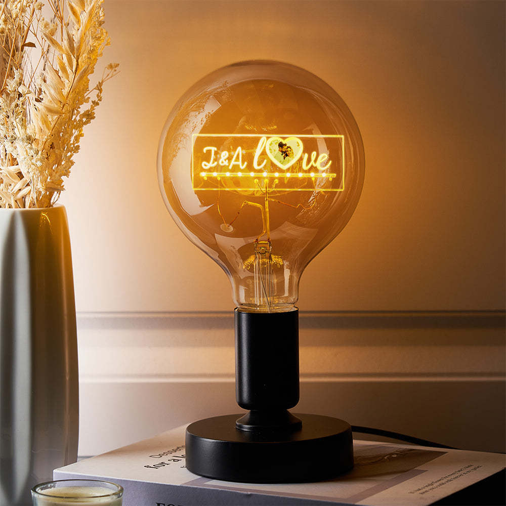 Photo Personnalisée Led Vintage Edison Personnalisé Acrylique Nom Lampe Ampoules Douces - mademinefr