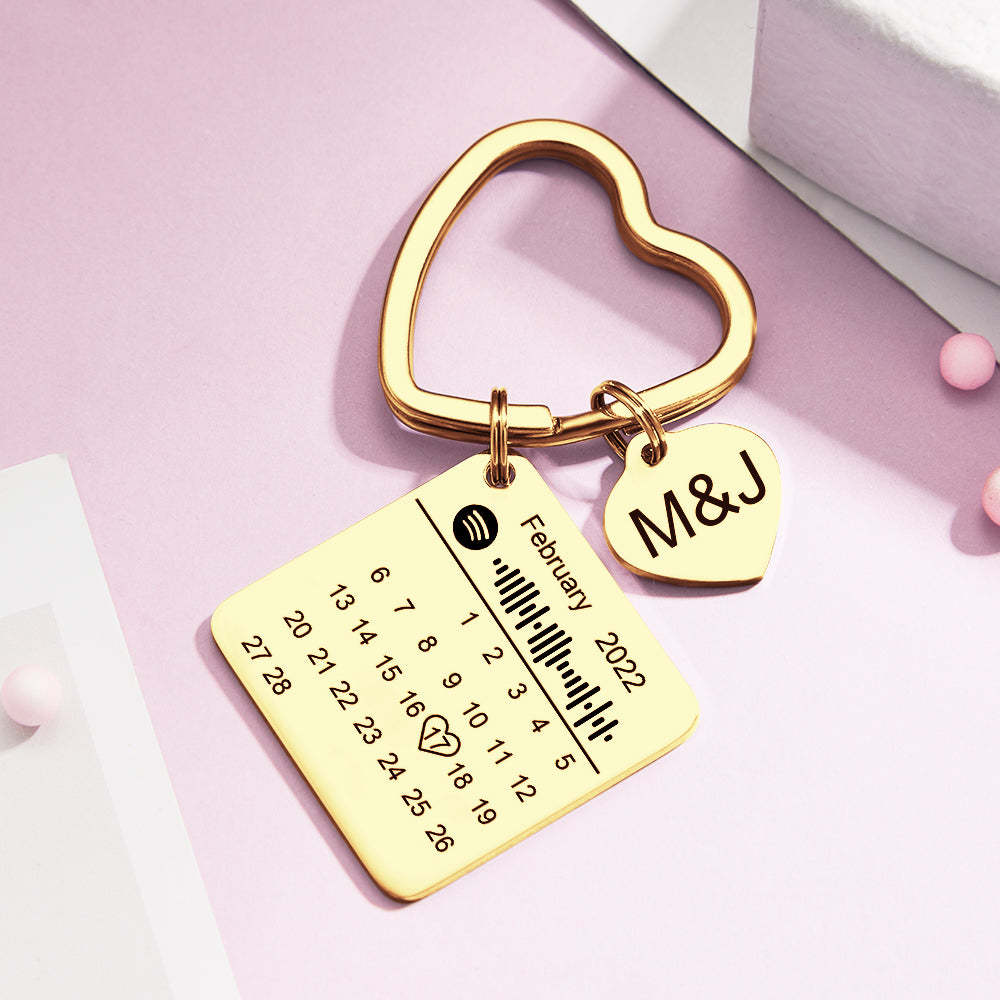 Calendrier Spotify Personnalisé, Porte-clés Photo, Cadeaux D'anniversaire, En Forme De Cœur, Cadeau De Couple - mademinefr